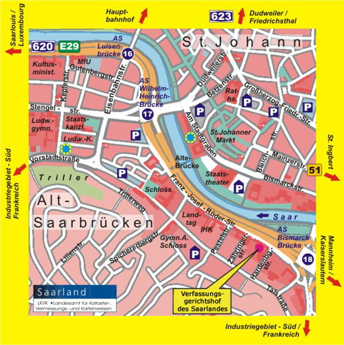 Anreise zum Verfassungsgerichtshof des Saarlandes
